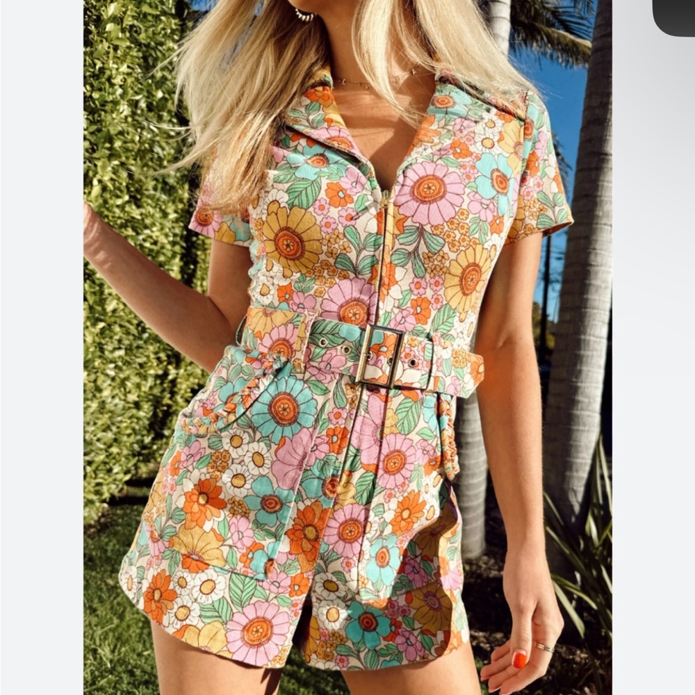 Outlaw Romper- Flower Market Denim